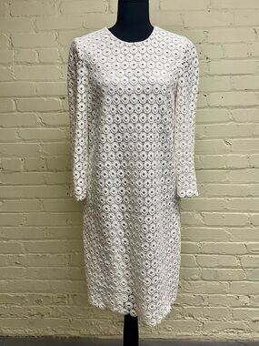 Kate Spade White Eyelet Long Sleeved Dress, Size 6